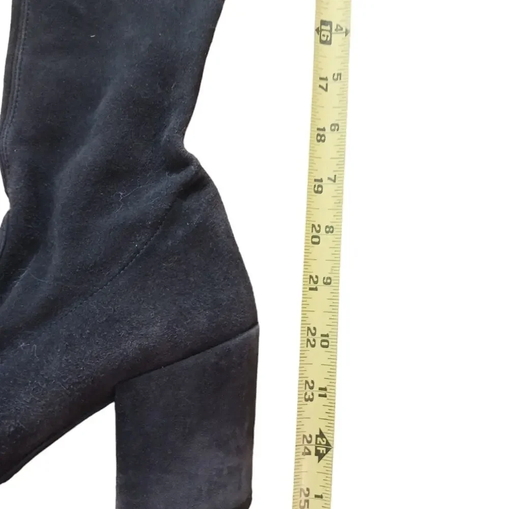 Stuart Weitzman Over The Knee Boots Sz 7M GRAY Leather SUEDE Pullon TIELAND $980